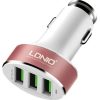 LDNIO 3 PORT USB CAR CHARGER - ROSEGOLD LDNIO 3 PORT USB CAR CHARGER - ROSEGOLD