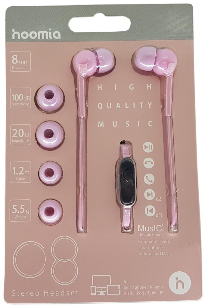 STEREO EARPHONE + MIC SAKURA 1.2M