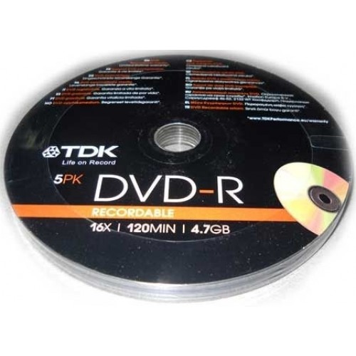 TDK DVD-R 5PK 16X 120MIN 4.7GB TDK DVD-R 5PK 16X 120MIN 4.7GB