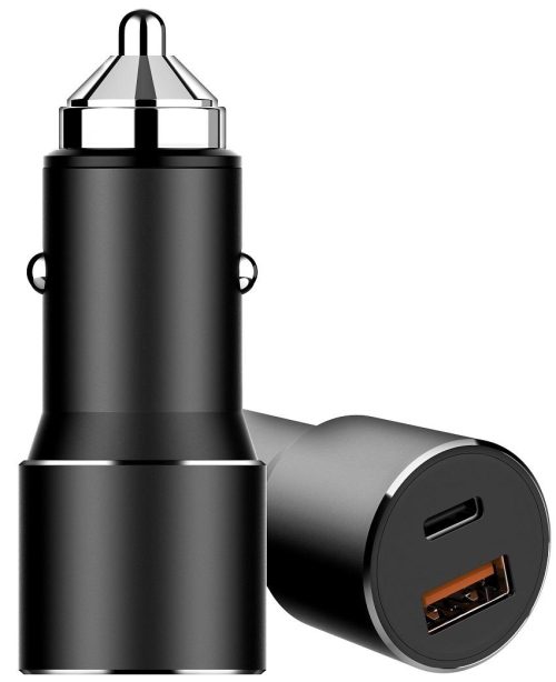 TYPE C AND USB CAR CHARGER BLACK TYPE C AND USB CAR CHARGER BLACK