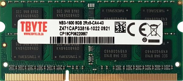 TBYTE 8GB DDR3 SODIMM 1600