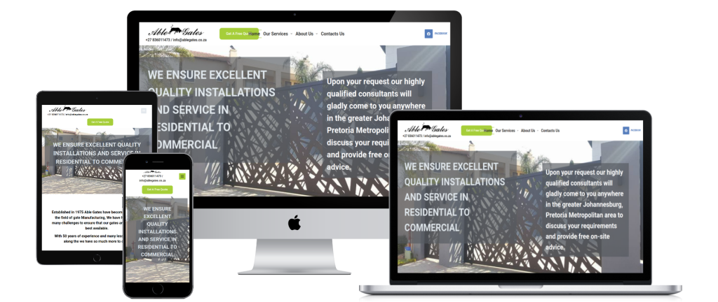 Able Gates Website Mockup All Frame