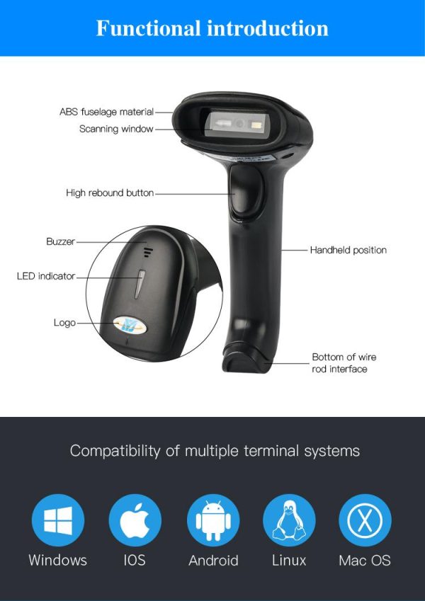 USB 2D Barcode Handheld Scanner